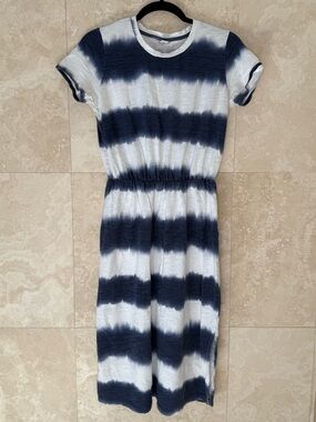 Old Navy Petite Tie Dye Midi Dress Size S Petite Blue White Coastal Americana